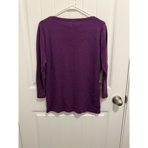 Lauren Ralph Lauren Women's Purple Boat Neck Button Accent Top Size Large - Picture 2 of 5